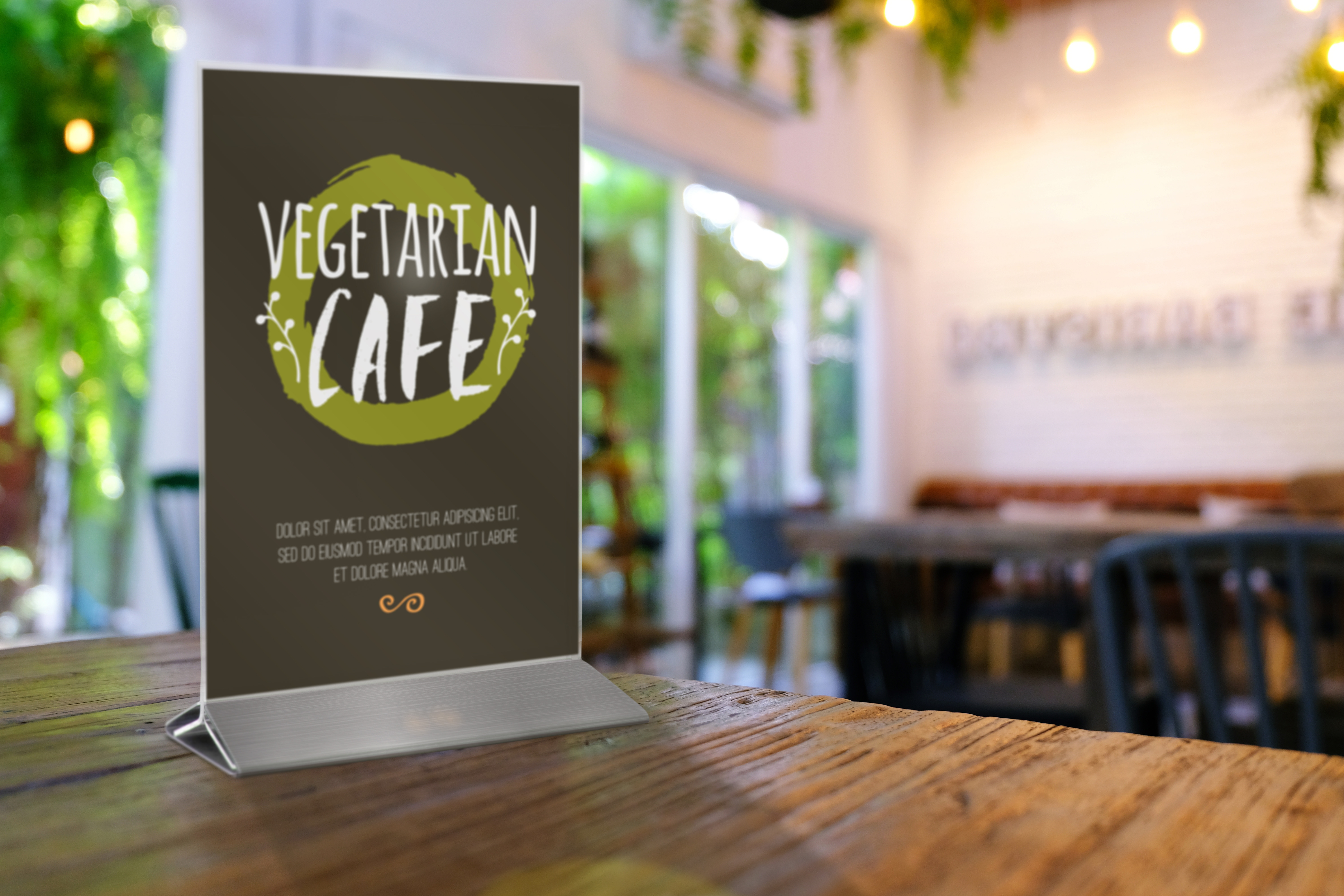 Vegetarian Cafe menuhouder op rvs voet